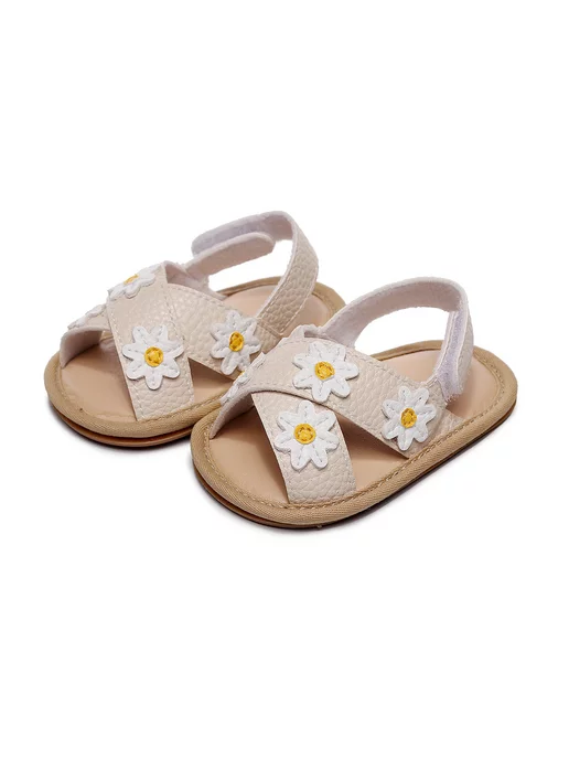 Pretty Baby Пинетки сандалии для новорожденных малышей с подошвой, бежевый, фото 2