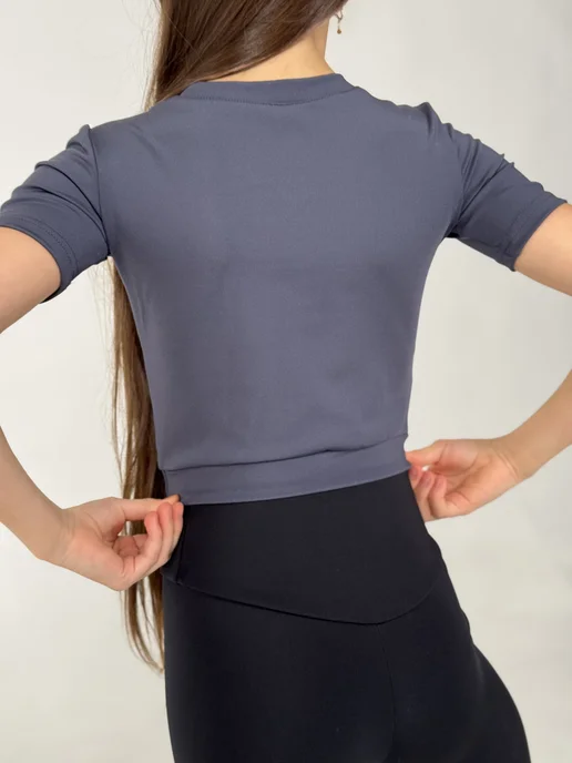 kseniaesm_fitwear Топ детский для физкультуры, серый, фото 4