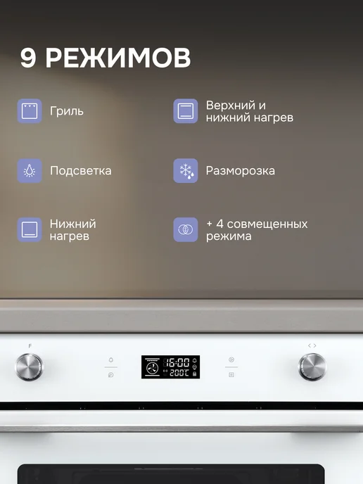 Zigmund & Shtain Духовой шкаф электрический встраиваемый 60 см белый E 171 W, 171 Вт, фото 4