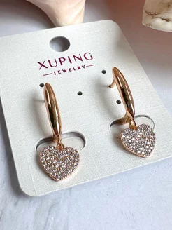 Серьги на английском замке с подвеской-сердцем Xuping Jewelry 240726958 купить за 1 210 ₽ в интернет-магазине Wildberries