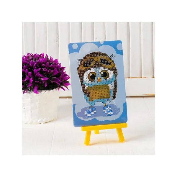 Алмазная мозаика на подставке "Сова в шлеме"