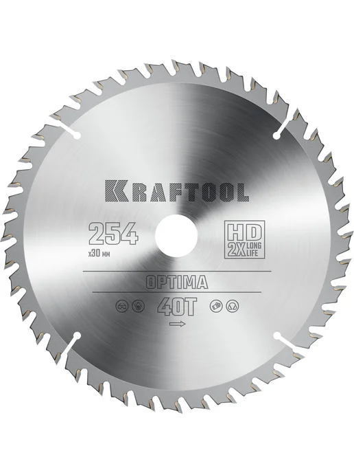 Kraftool Пильный диск по дереву 254x30 мм 40T 36951-254-30, 254x30 мм, фото 2