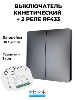 Выключатель кинетический RF черный 2 кнопки + 2 реле RF Bitokshop 240758070 купить за 967 ₽ в интернет-магазине Wildberries