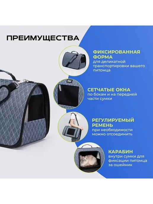 Rurri Переноска для кошек и собак, в упаковке 900 г, голубой, фото 2