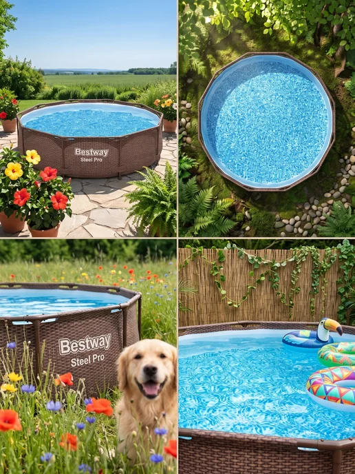 Bestway Бассейн каркасный ротанг 305х76 см круглый большой 561JE, 305x76 см, фото 6