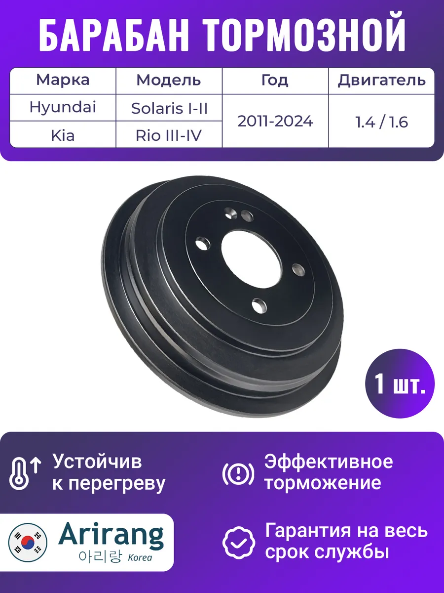 Барабан тормозной для Хендай Солярис 1 2 и Киа Рио 3 4