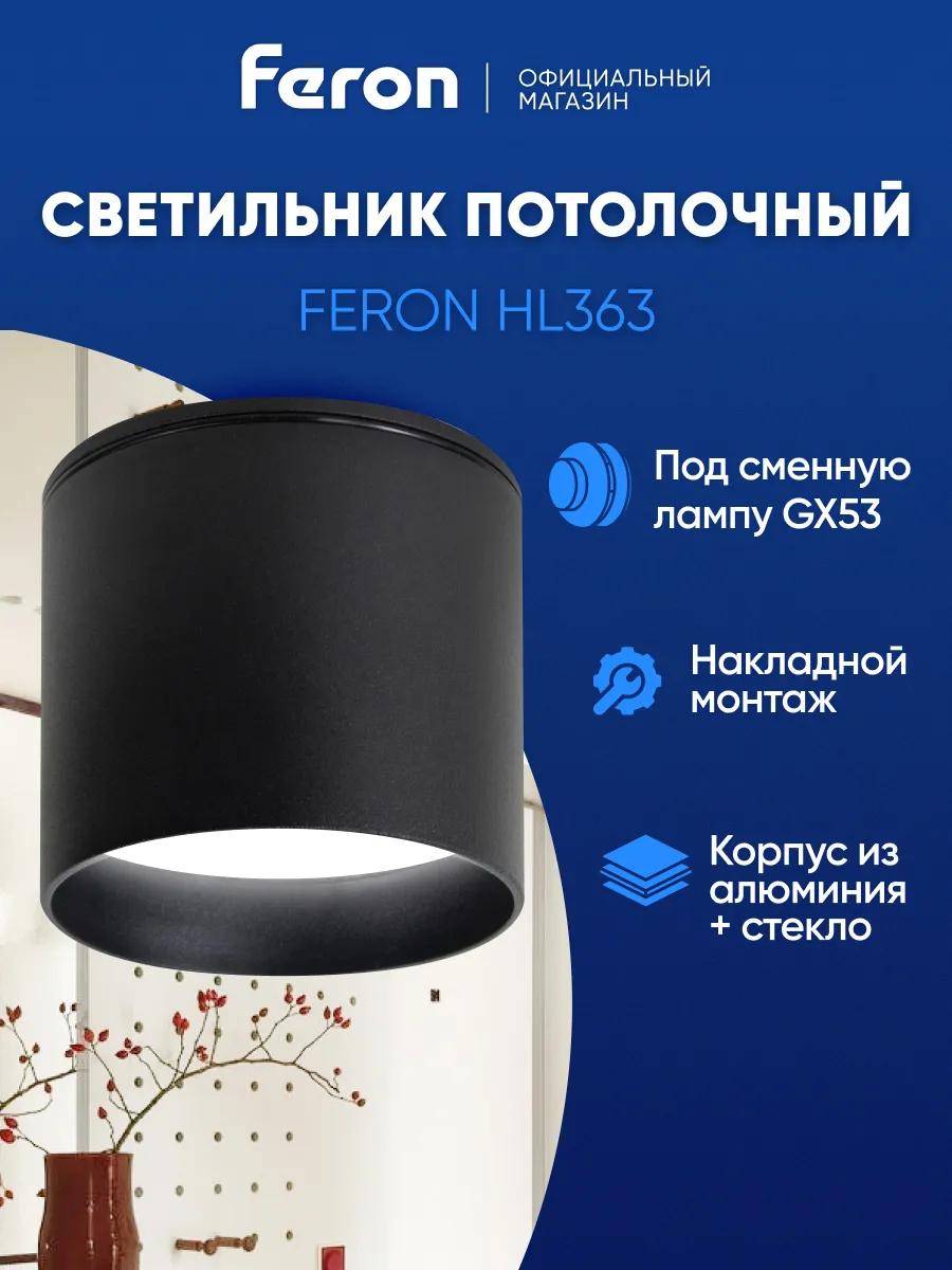 Светильник потолочный Спот GX53 черный