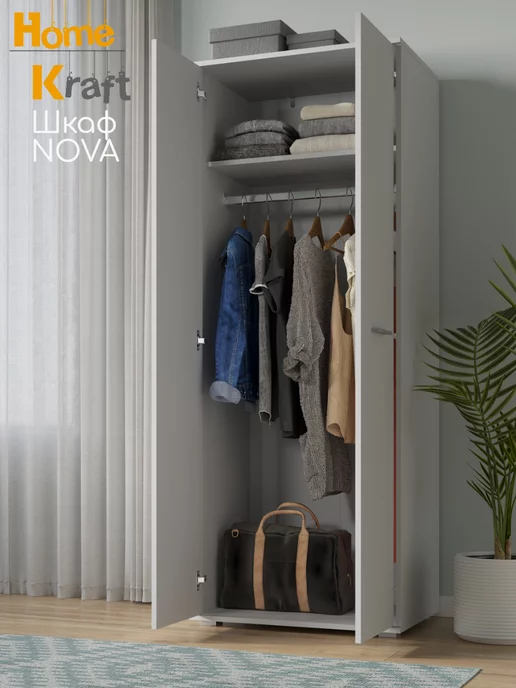 Home Kraft Шкаф для одежды NOVA, Белый, белый, фото 3