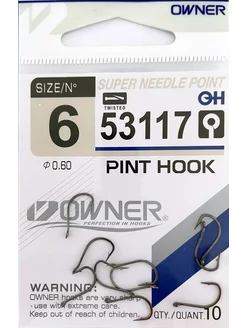 Крючки для рыбалки OWNER PINT HOOK № 6 одинарные Япония