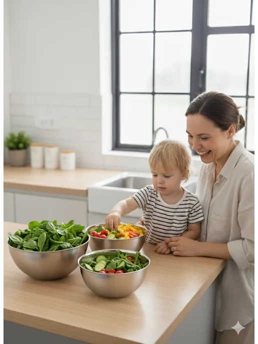 Silvers place Миска для кухни металлические набор из нержавеющей стали 3шт, 3 шт, фото 5