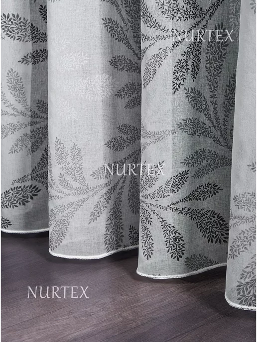 NurTEXTIL Тюль 200х250 в под лен готовый на ленте в спальню, 200x250, фото 5