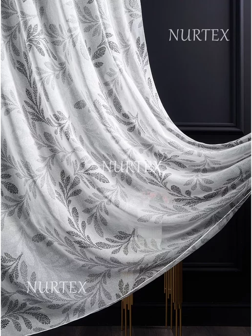 NurTEXTIL Тюль 200х250 в под лен готовый на ленте в спальню, 200x250, фото 6
