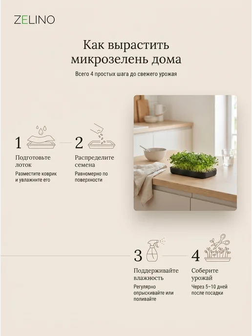 ZELINO Микрозелень набор семян для выращивания, вариант, фото 8