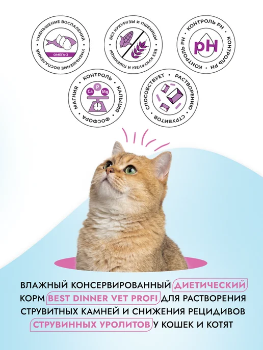 Best dinner Влажный корм для кошек диетический Urinary Телятина 24х85, 24x85, фото 6