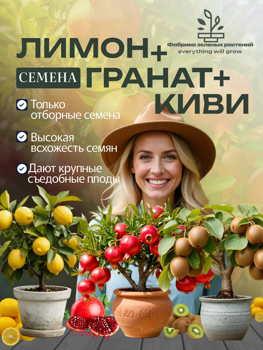 Домашний лимон + Гранат + Киви семена