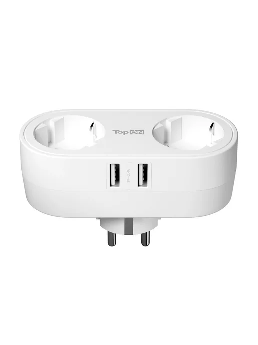 TOPON Двойник для розетки с заземлением 4000W 16A, 2 USB 12W, 4000 Вт, 12 Вт, фото 2