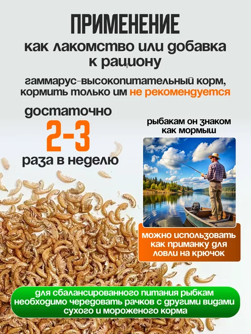 Хитрый крыс Гаммарус крупный алтайский для рыб черепах птиц 40 гр, 40 г, фото 3