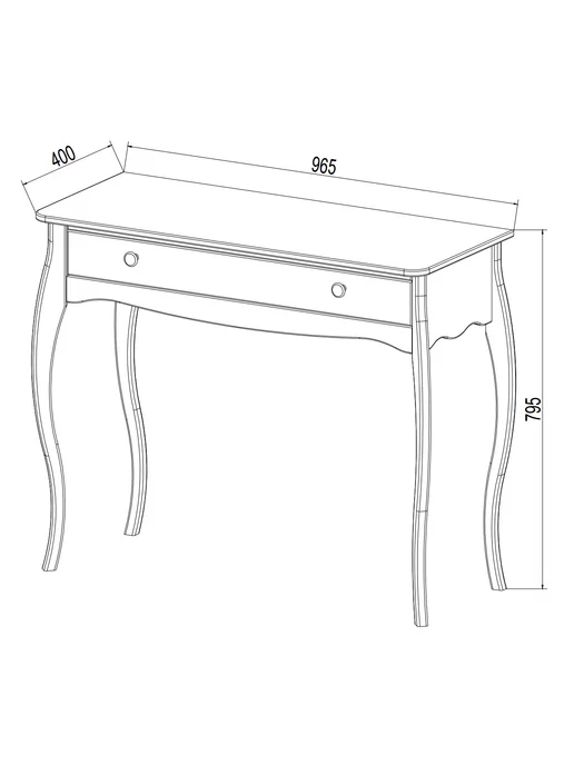 TRUE WOOD Стол туалетный Барокко 100х40 Белый лак, 100x40, фото 2