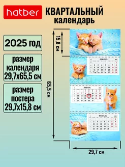 Календарь квартальный 3-х блочный 297х655 мм на 2025 год Hatber 241100225 купить за 180 ₽ в интернет-магазине Wildberries