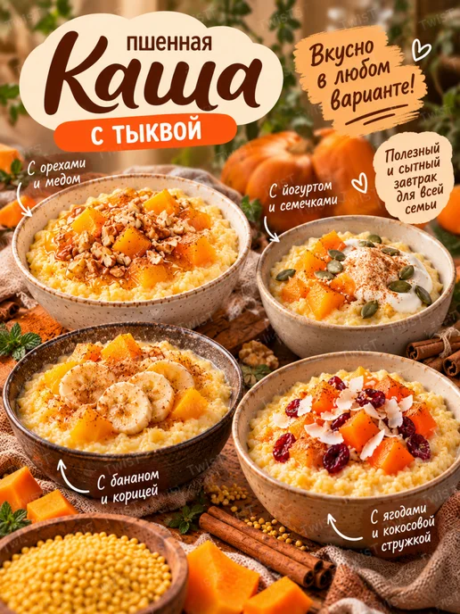 ОГО! Каша пшенная без варки с тыквой, 350 г, 350 г, фото 4