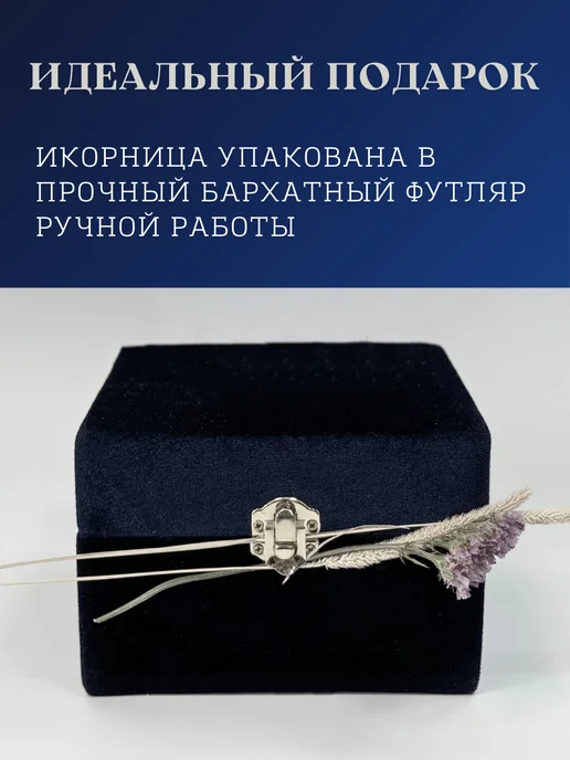 Тутта Серебряная икорница 925 пробы в подарочном футляре, серебристый, фото 3