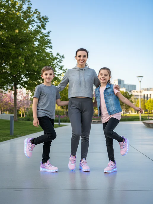 ADVY Heelys Роликовые кроссовки с RGB подсветкой 4 колеса, фиолетовый, фото 2