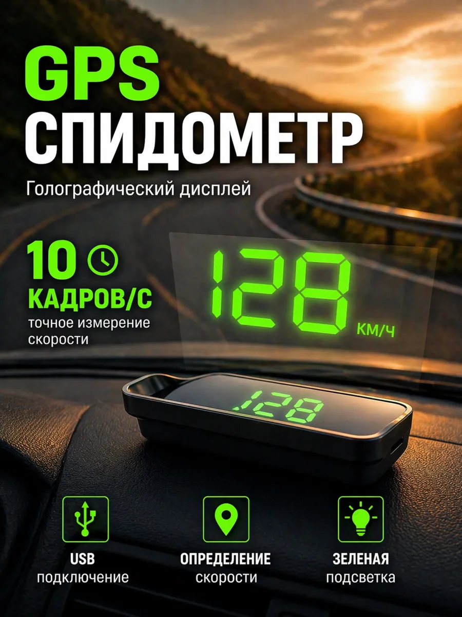 GPS спидометр с проекцией на лобовое стекло