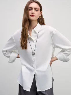 Рубашка свободная из хлопка блузка однотонная ZARINA 241427925 купить за 1 031 ₽ в интернет‑магазине Wildberries
