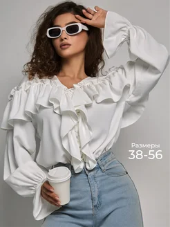 Блузка с воланами Leroy Style 241438975 купить за 2 136 ₽ в интернет-магазине Wildberries