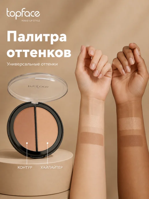 TopFace Хайлайтер для лица и тела сияющий палетка 04, желтый, фото 2