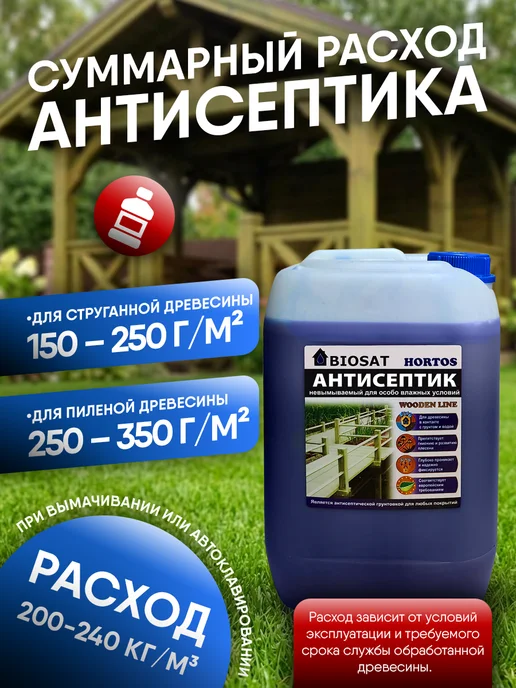 Biosat Антисептик для дерева невымываемый Биосат Хортос, синий, фото 4
