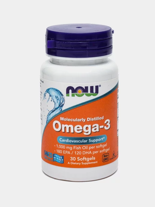 NOW Рыбий жир Foods, Omega-3, Fish Oil, 1,000 мг, 30 капсул