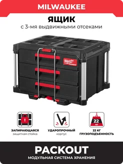 Ящик PACKOUT с 3-мя выдвижными отсеками, 4932472130 Milwaukee 241491586 купить за 32 244 ₽ в интернет-магазине Wildberries