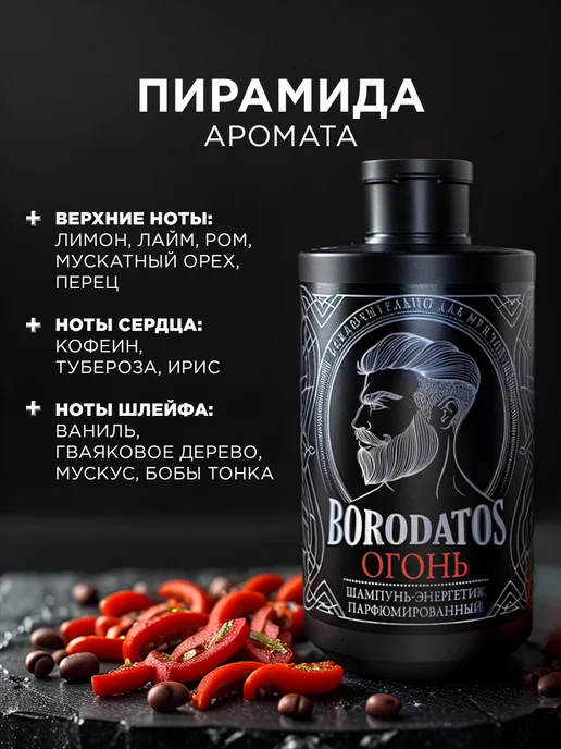 BORODATOS Шампунь мужской для волос парфюмированный, 400 мл, роста, фото 4