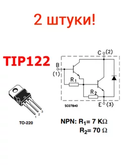 Транзистор TIP122 2 шт. 241531634 купить за 247 ₽ в интернет-магазине Wildberries