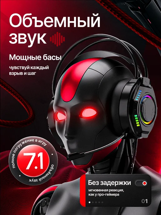 HeadPlay Игровые наушники проводные с микрофоном для компьютера, вариант, фото 2