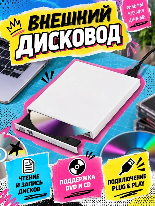 NextDrive Внешний дисковод CD DVD для ПК, вариант