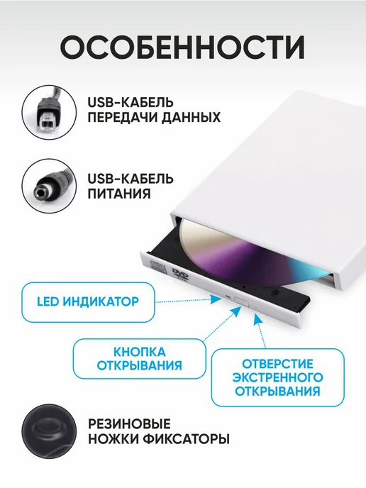 NextDrive Внешний дисковод CD DVD для ПК, вариант, фото 8