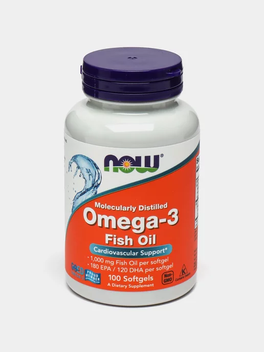 NOW Рыбий жир Foods Omega-3, Fish Oil, 1.000 мг, 100 капсул