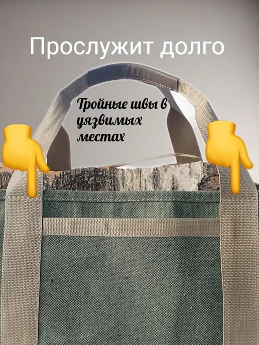 ДРОВОТЕКА Сумка для дров из огнеупорного брезента, натуральной кожи, вариант, фото 8