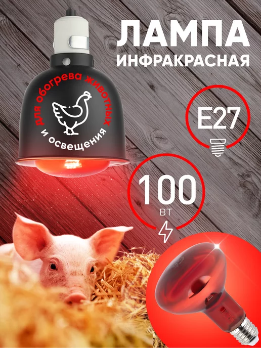 ЭРА Инфракрасная лампа для обогрева животных и освещения 100 Вт, 100 Вт