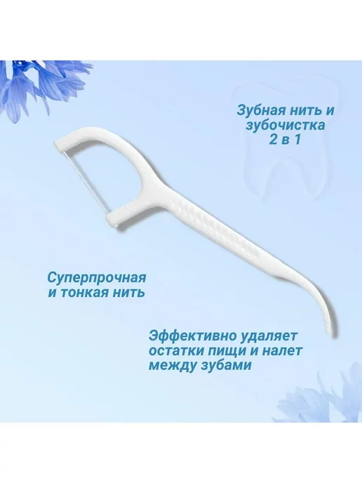 Зубная нить с зубочисткой 2в1, 100 шт, фото 2