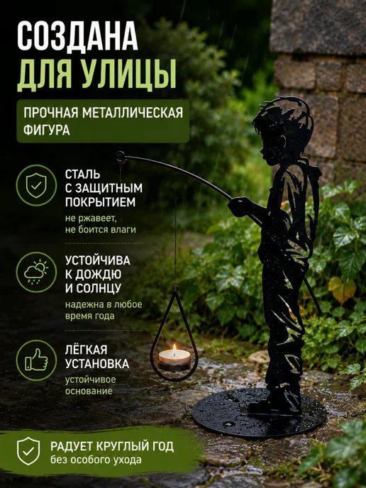 HITSAD Фигурка садовая рыбак 801-134, черный, фото 3