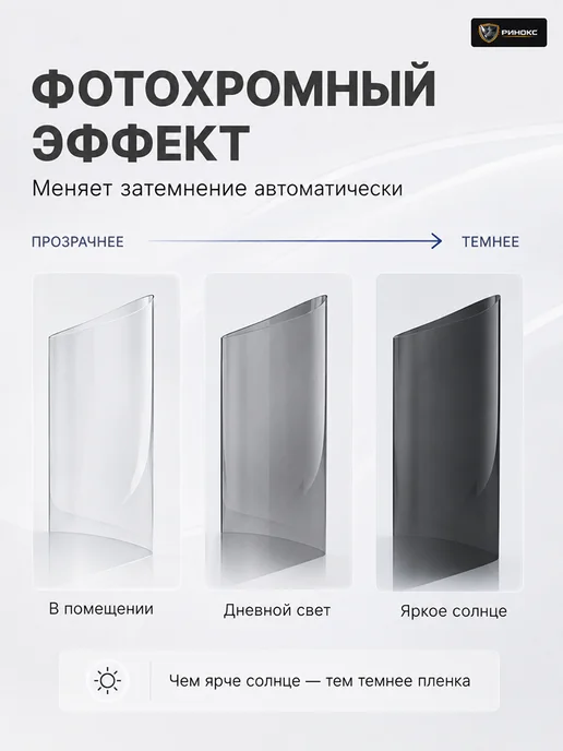 Ринокс Фотохромная полиуретановая пленка для фар 152х30 черная, 152x30, фото 2