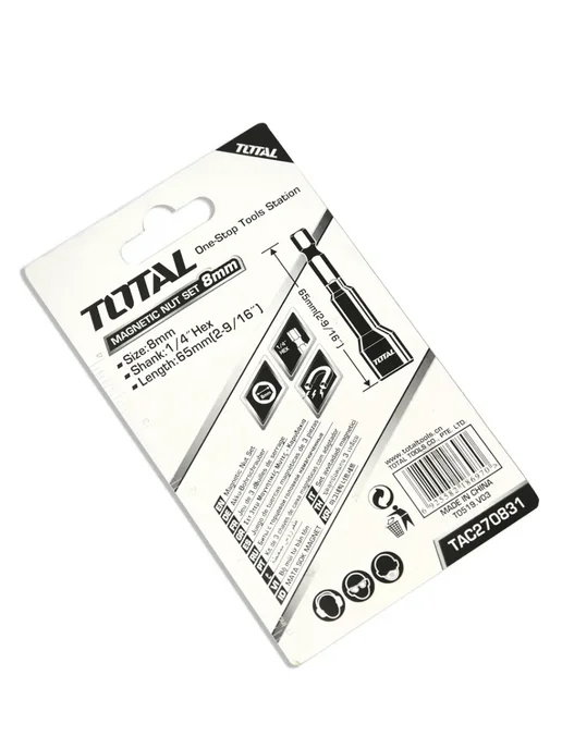 TOTAL tools Набор бит для кровельных саморезов 8 мм с магнитом, серый, фото 3