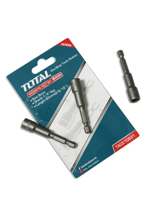 TOTAL tools Набор бит для кровельных саморезов 8 мм с магнитом, серый, фото 4
