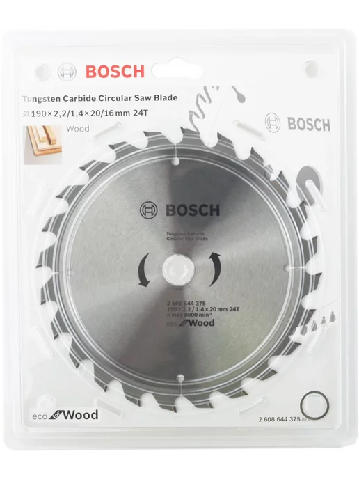 BOSCH Пильный диск ECO WOOD (190x20 мм 24T), 190x20 мм
