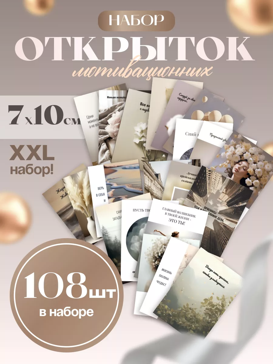 Мини открытки с пожеланиями 108 штук