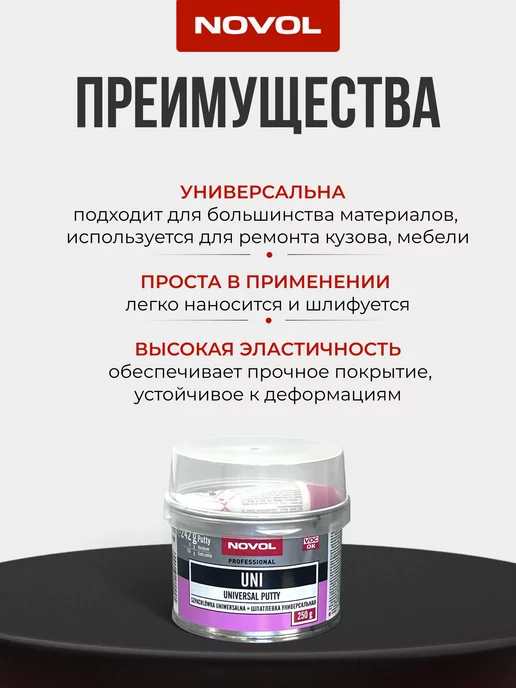 NOVOL Шпатлевка универсальная автомобильная Uni, вариант, фото 2