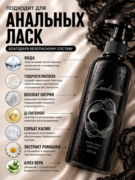 Ламбрусска Анальная смазка на водной основе для секса 18+, 200 мл, фото 3